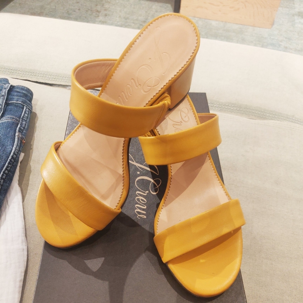 NIB Jcrew Lucie shoes sandal heel 7 mustard yellow warm marigold - Picture 15 of 15